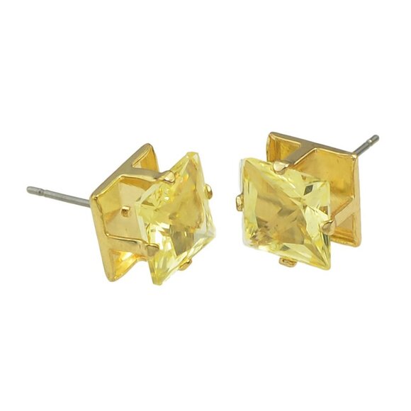 Porcelain Hand Painted Heart Glitter Rose Topaz Stud Earrings Set - Picture 3 of 5